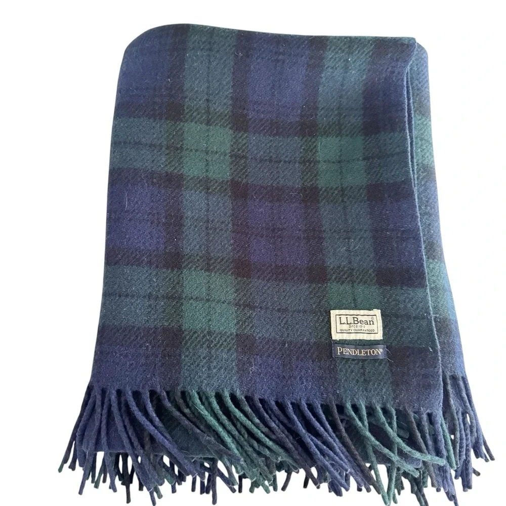 Pendleton X LL Bean 100% Wool Tartan Plaid Large Throw 54x66